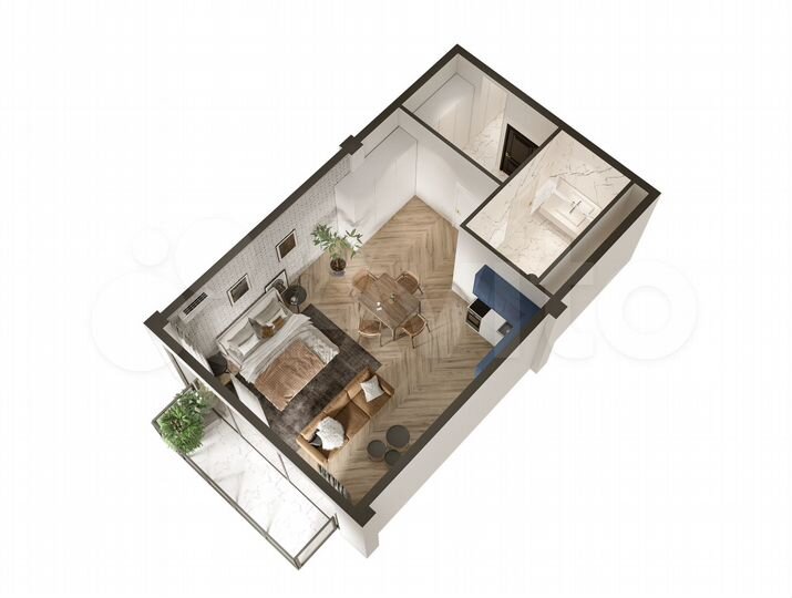 Апартаменты-студия, 54,8 м², 2/7 эт.