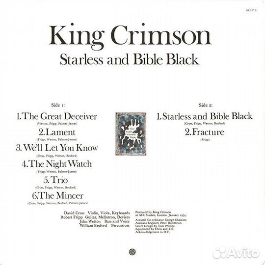 Виниловая пластинка King Crimson — starless & bibl