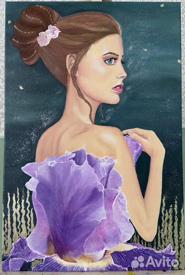 Картина интерьерная «Девушка в платье из цветка»