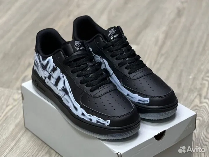 Кроссовки Nike Air Force 1 Skeleton Black (36-45)