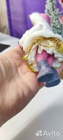 Ватная ёлочная игрушка Девочка со снегирем