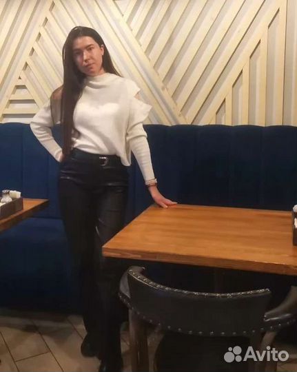 Кожаные брюки палаццо