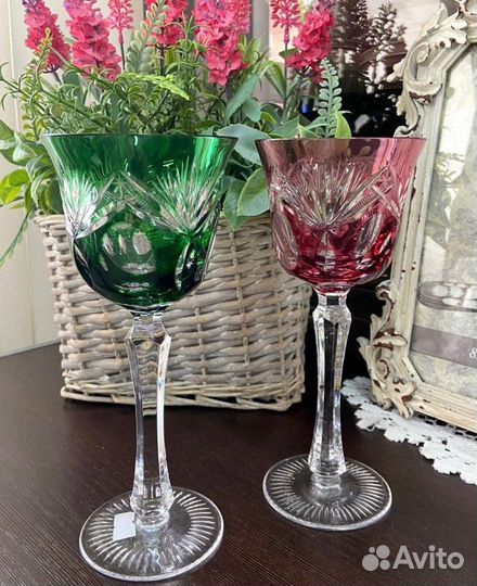 Шикарные фужеры из цветного немецкого хрусталя