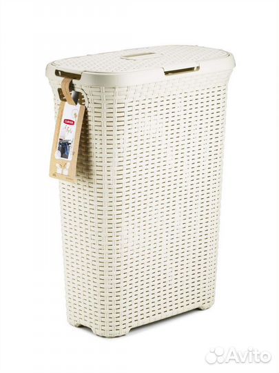 Корзина для белья узкая фирмы Curver бежевая