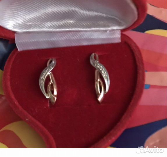 Золотые серьги с бриллиантами. Винтаж