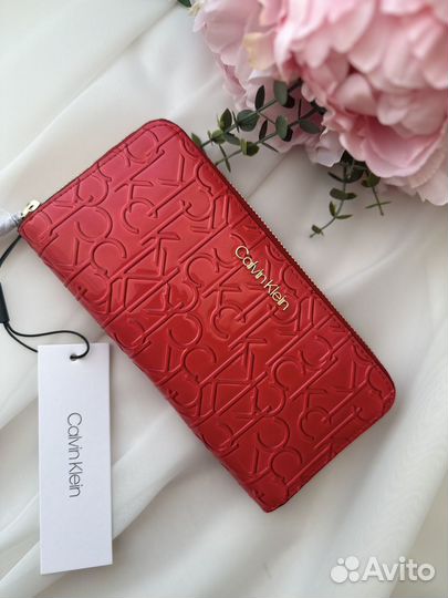 Кошелек красный calvin klein новый женский