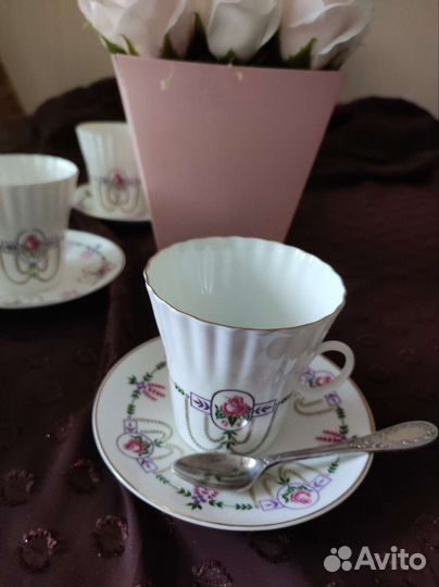 Кофейная пара лфз костяной фарфор Винтаж