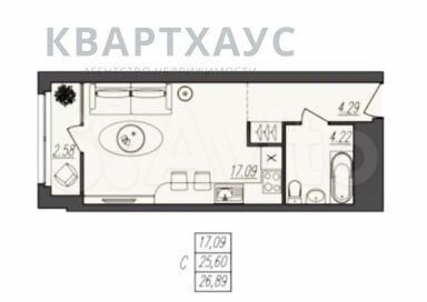 Своб. планировка, 26,9 м², 10/17 эт.