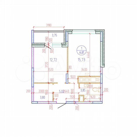 1-к. квартира, 44,9 м², 16/17 эт.
