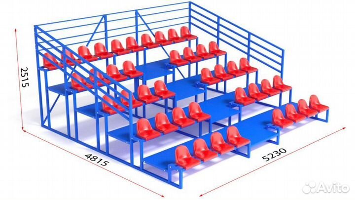 Трибуна с сидениями, пятирядная, с ограждением Pioner A13598