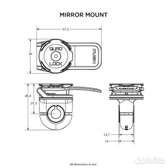 Крепеж Quad Lock для телефона на зеркало мотоцикла