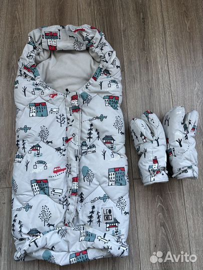 Зимний конверт leokid + варежки