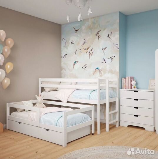 Детская кровать из березы для 2-х детей