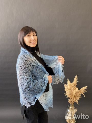 Пуховый платок палантин цветной