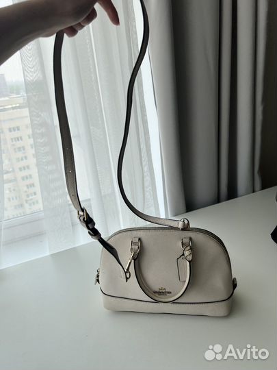 Сумка кожаная белая Coach. Оригинал