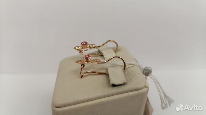 Золотые серьги с камнем 585* (Юбилейный)