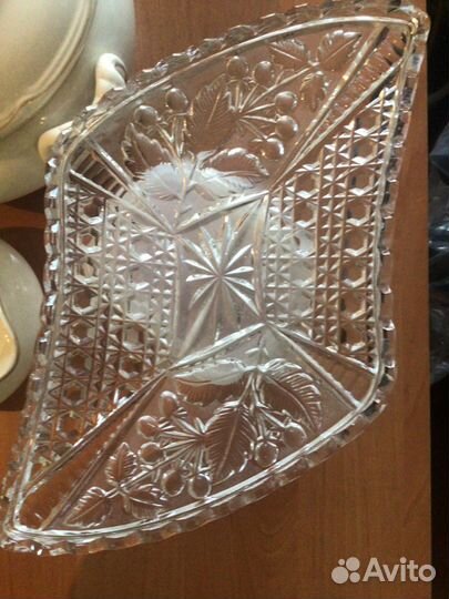 Чешская хрустальная ваза D25 см