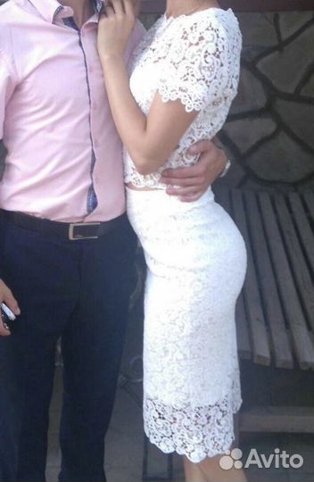 Шикарное Вечернее Платье белое Комплект верх низ