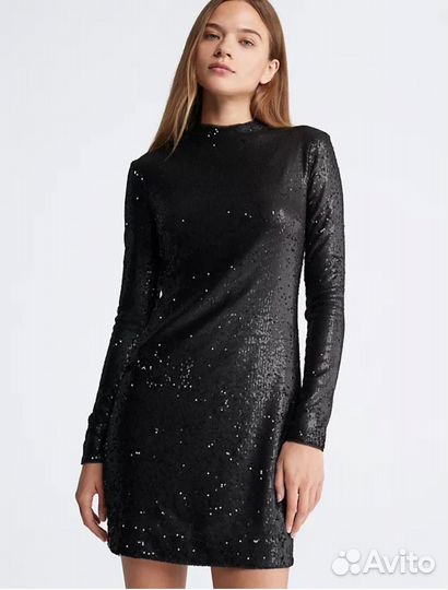 Платье Calvin Klein Sequin Mini, черный