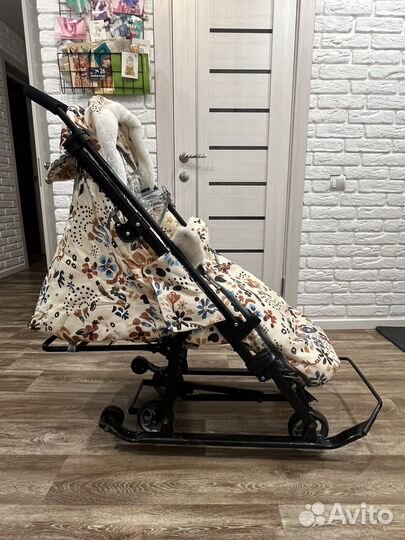 Санки-коляска nika kids в цветочек