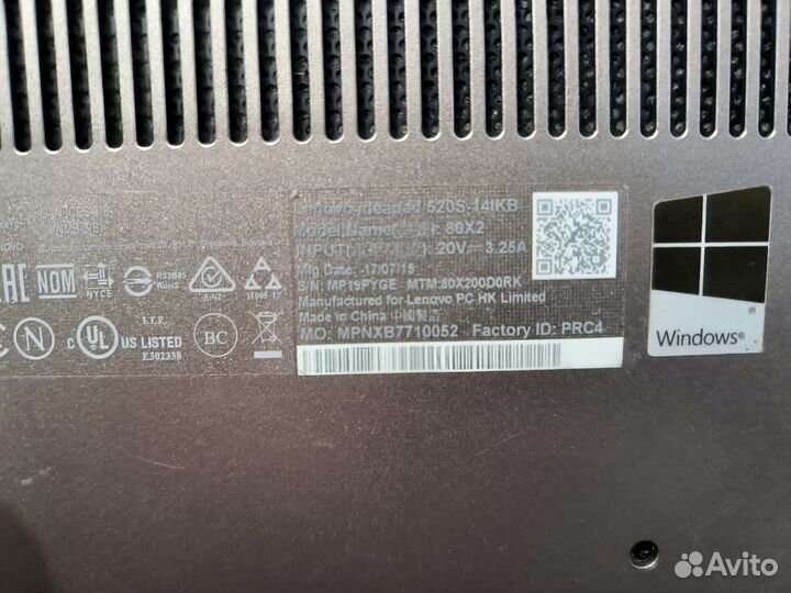 Ноутбук lenovo ideapad 520S-14IKB