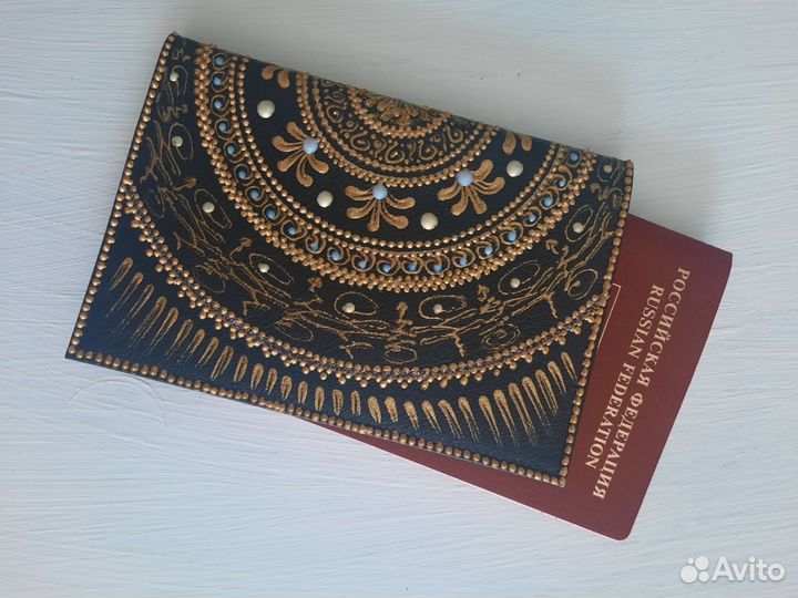 Обложка на паспорт кожаная, ручная работа
