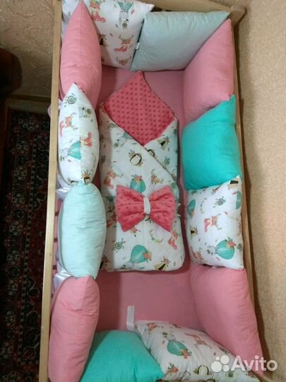 Бортики, одеяло-конверт на выписку, гнёздышко