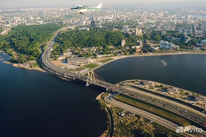 Полет на самолете над Казанью