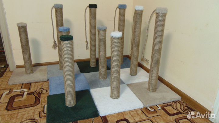 Когтеточка столбик Барсик с игрушкой 49см