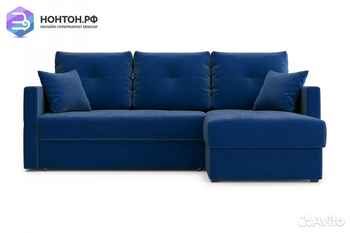 Диван угловой дельфин Вита темно-синий