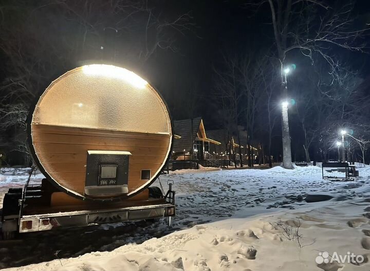 Баня бочка с панорамным окном под ключ