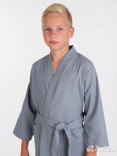 Детский халат вафельный Серый hvkd