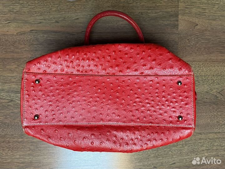 Сумка красная женская из кожи страуса