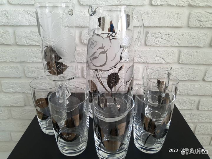 Набор для воды 1+6 и бокал, Bohemia, Чехия
