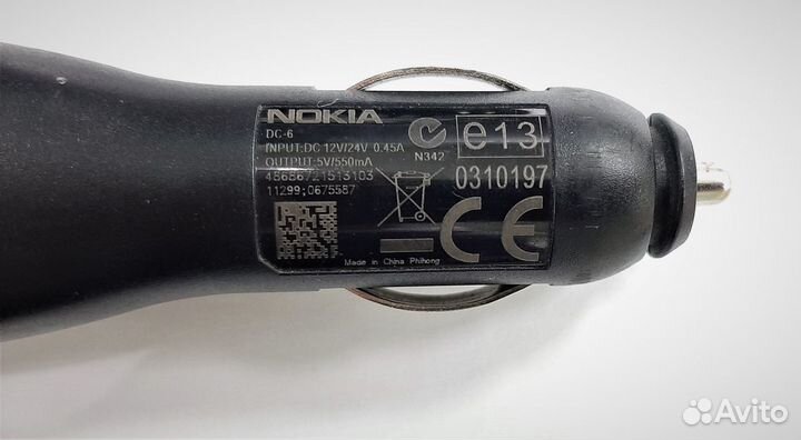 Nokia DC-6 автомобильное зарядное устройство