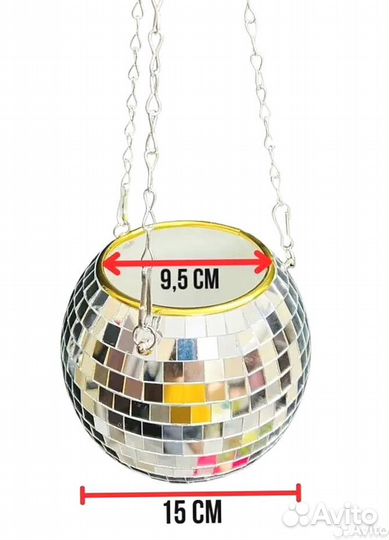Кашпо из диско шара / кашпо из зеркальной мозаики
