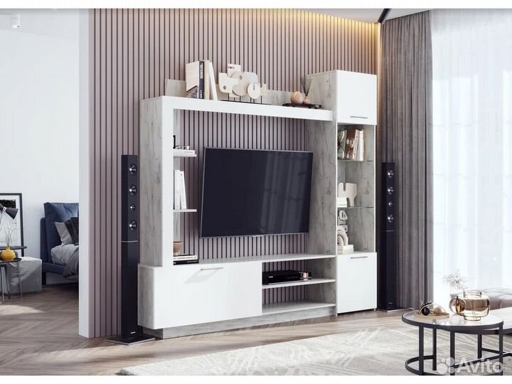 Гостиная (2,1м) Онтарио мдф Сноу/крафт Белый