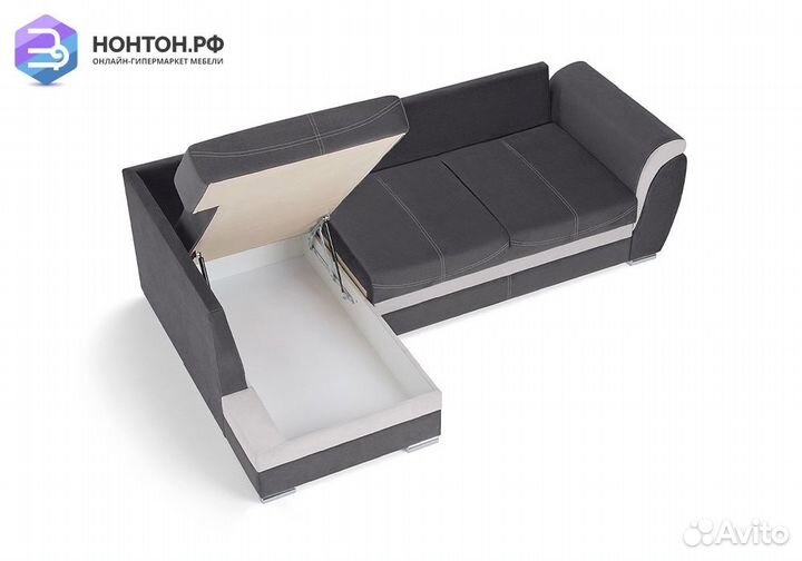 Диван угловой дельфин Стефани темно-серый / серый