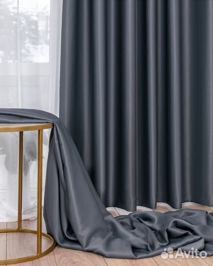 Шторы блэкаут амадео серый новые пошив
