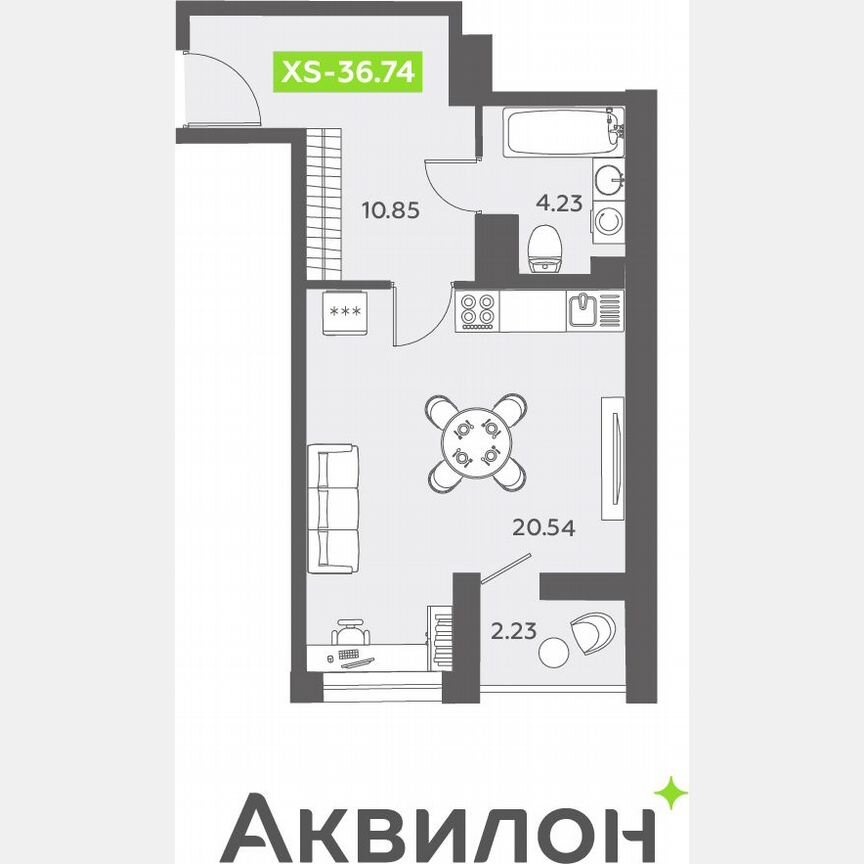 Квартира-студия, 37,1 м², 2/13 эт.