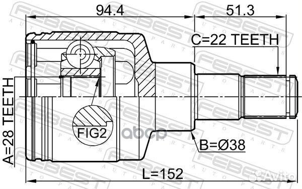 ШРУС внутренний L (компл) suzuki Ignis /28x38x22mm