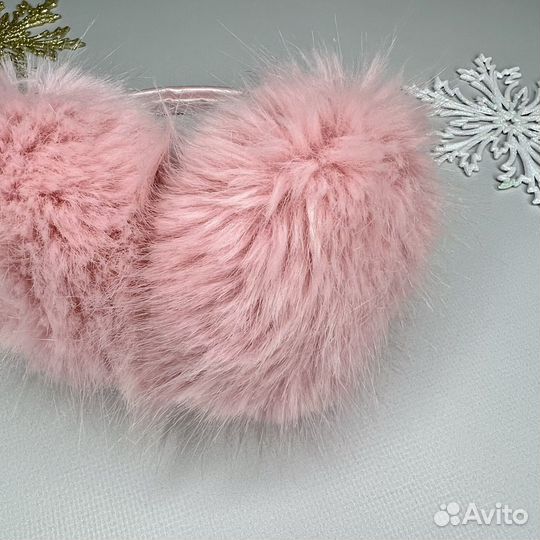 Теплые наушники детские меховые розовые, черные