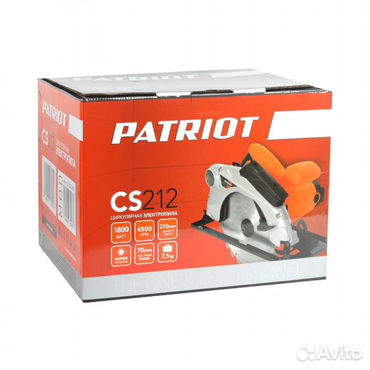 Пила циркулярная patriot CS 212, мощность 1800Вт