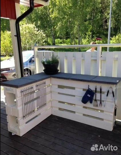 Стойка в стиле паллет (барная, для ресепшн, кухни)