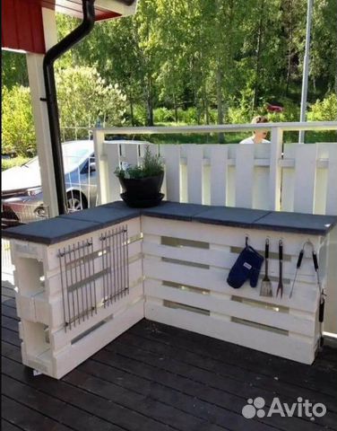 Стойка в стиле паллет (барная, для ресепшн, кухни)