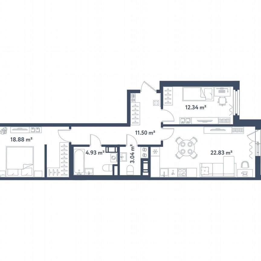 2-к. квартира, 75,4 м², 4/11 эт.