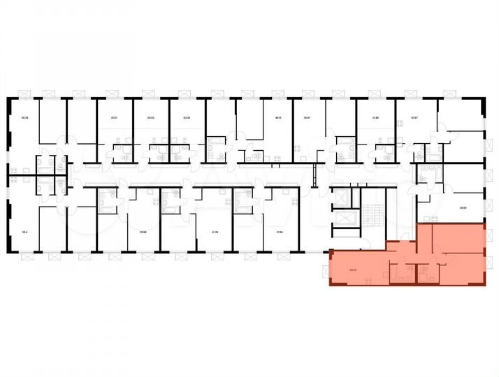 2-к. квартира, 64,4 м², 7/9 эт.
