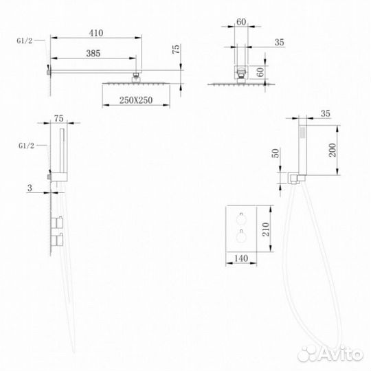 Душевая система Abber Weiss Insel AF8051