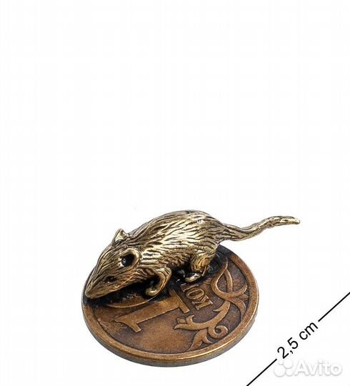 Фигурка кошельковая Мышь на монетке (латунь) A2087920