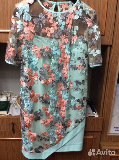 Платье нарядное, комбинированное ткань с сеточкой